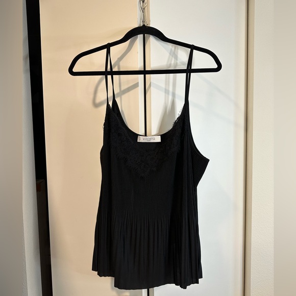 Violeta by MNG Black XXL Lace Blouse Tank 2x - Picture 2 of 8